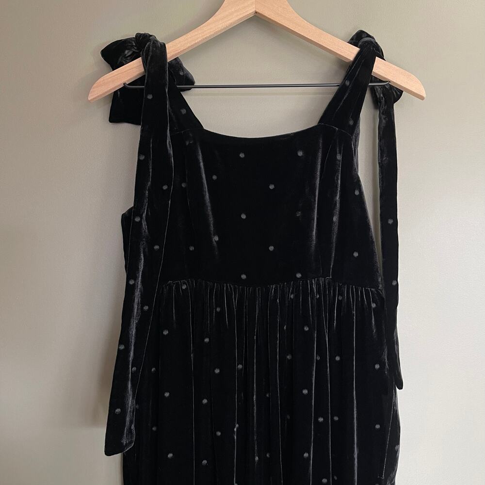 ULLA‎ JOHNSON Minnet Jumpsuit Jet Black Size 4 Embroidered Polka Dot Velvet Chic - Picture 7 of 16